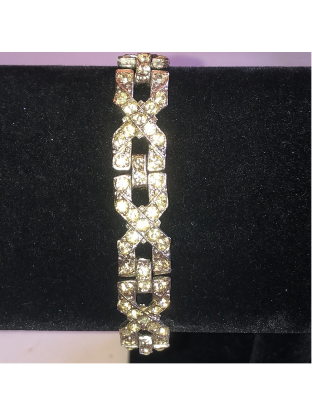 Angel Brand Signed Vintage Silver Tone Crystal Rhinestone Bracelet